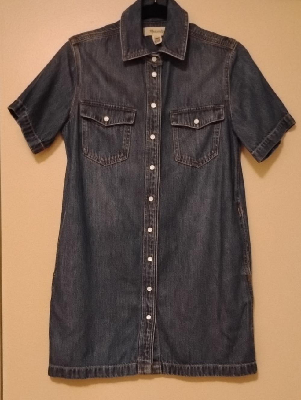 Madewell Oversized Mini Shirt Dress Denim Santee Wash Size XXS